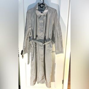Vintage The Company Store Grey and White Striped Trench Coat